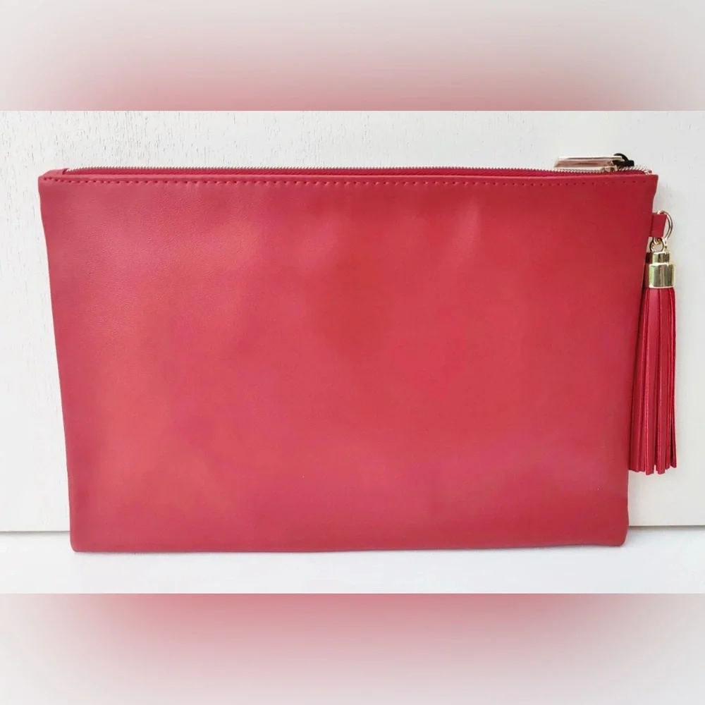 YSL Beauty Red Makeup Cosmetics Bag, Travel Flat Pouch, Clutch, Purse, Brand NEW - Picture 8 of 10